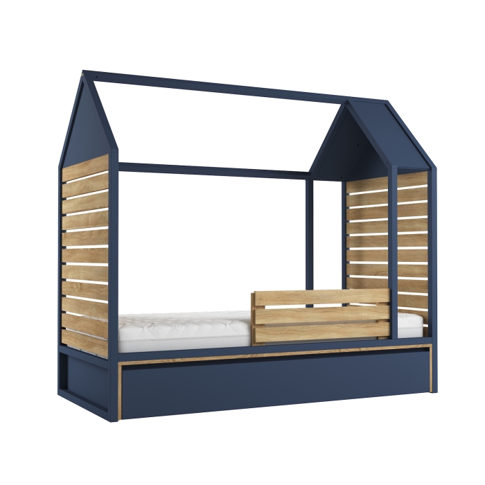 Hausbett 90x200 NEW YORK - blau & Eiche